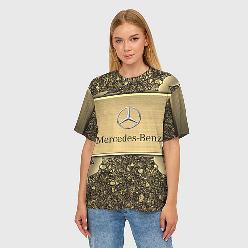 Женская футболка оверсайз MERCEDES GOLD / 3D-принт – фото 3