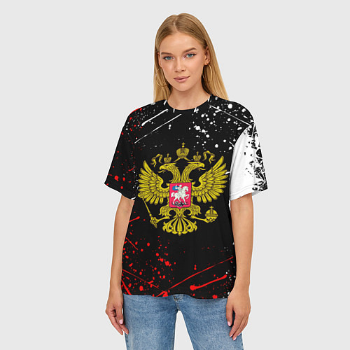 Женская футболка оверсайз РОССИЯ / 3D-принт – фото 3