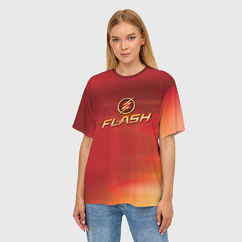 Женская футболка оверсайз The Flash Logo Pattern / 3D-принт – фото 3