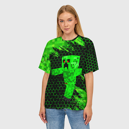 Женская футболка оверсайз MINECRAFT CREEPER / 3D-принт – фото 3