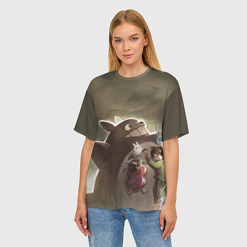 Женская футболка оверсайз Мой сосед Тоторо / 3D-принт – фото 3
