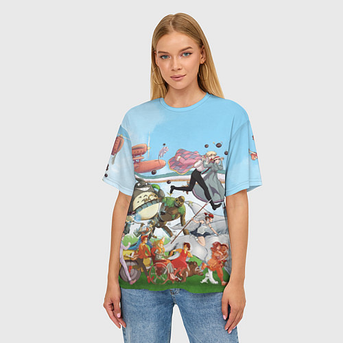 Женская футболка оверсайз Studio Ghibli / 3D-принт – фото 3