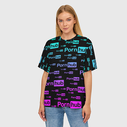 Женская футболка оверсайз PornHub / 3D-принт – фото 3
