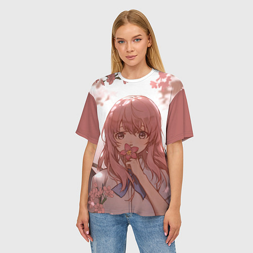 Женская футболка оверсайз Koe no Katachi / 3D-принт – фото 3