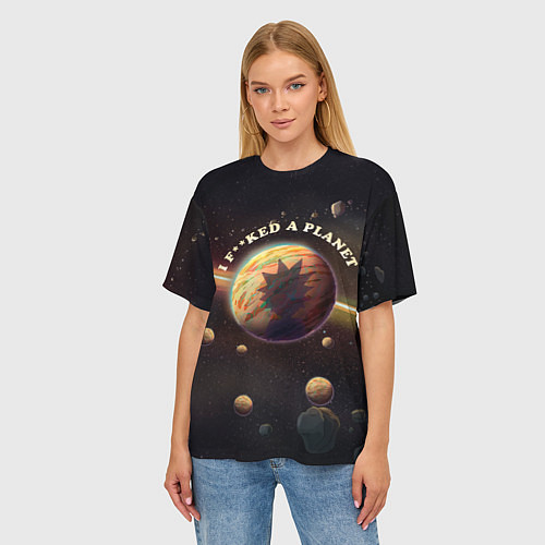 Женская футболка оверсайз Рик и планета Гея / 3D-принт – фото 3