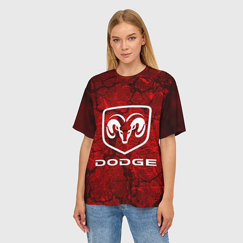 Женская футболка оверсайз DODGE / 3D-принт – фото 3