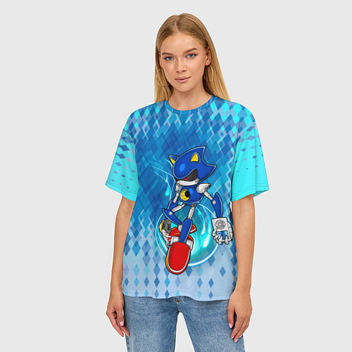 Женская футболка оверсайз Metal Sonic / 3D-принт – фото 3