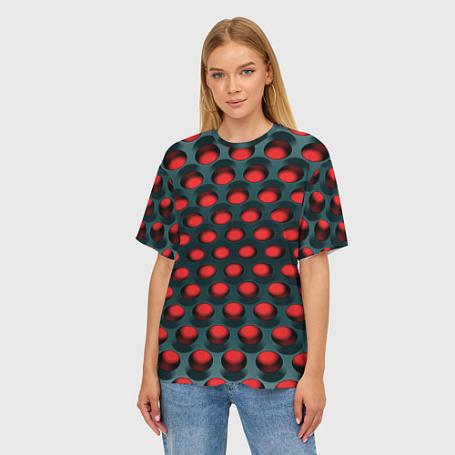 Женская футболка оверсайз Раскалённый красный 3Д / 3D-принт – фото 3