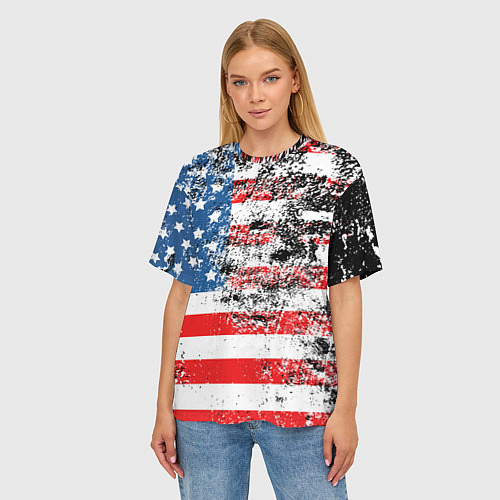 Женская футболка оверсайз США / 3D-принт – фото 3