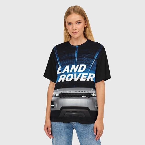 Женская футболка оверсайз LAND ROVER / 3D-принт – фото 3
