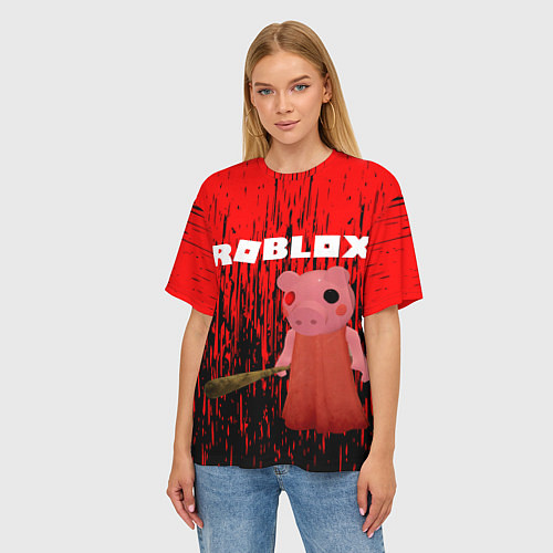 Женская футболка оверсайз Roblox Piggy / 3D-принт – фото 3