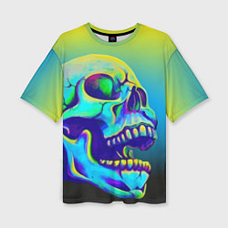 Женская футболка оверсайз Neon skull