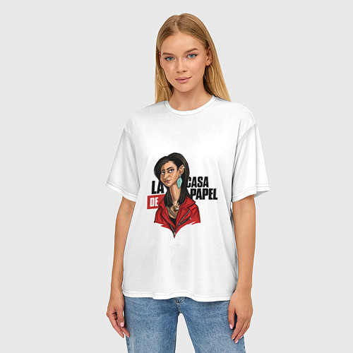 Женская футболка оверсайз БУМАЖНЫЙ ДОМ / 3D-принт – фото 3