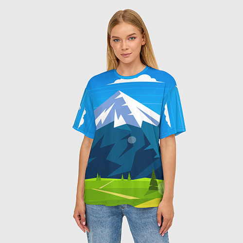 Женская футболка оверсайз Горы пейзаж природа вектор / 3D-принт – фото 3
