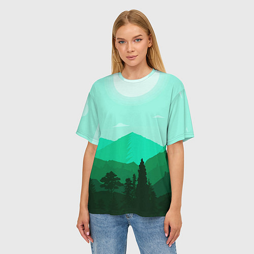 Женская футболка оверсайз Горы пейзаж дикая природа / 3D-принт – фото 3