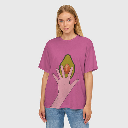 Женская футболка оверсайз Avocado / 3D-принт – фото 3