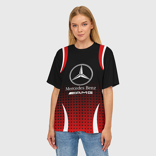 Женская футболка оверсайз Mercedes-Benz / 3D-принт – фото 3