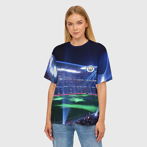 Женская футболка оверсайз FC MANCHESTER CITY / 3D-принт – фото 3