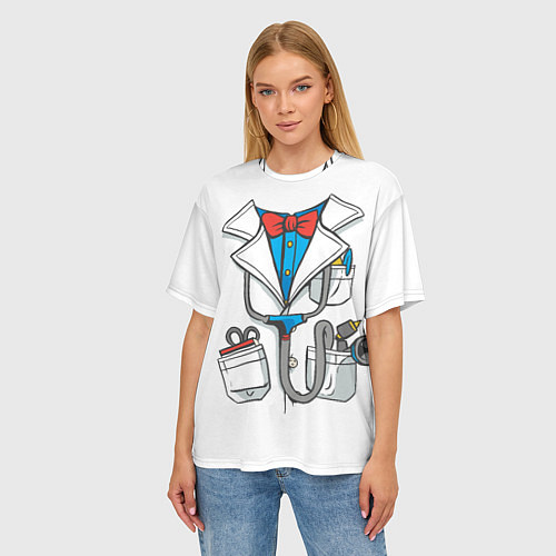 Женская футболка оверсайз Докторский халат / 3D-принт – фото 3