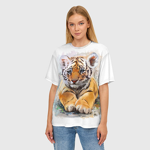 Женская футболка оверсайз Tiger Art / 3D-принт – фото 3