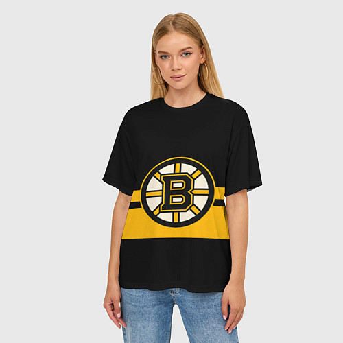 Женская футболка оверсайз BOSTON BRUINS NHL / 3D-принт – фото 3