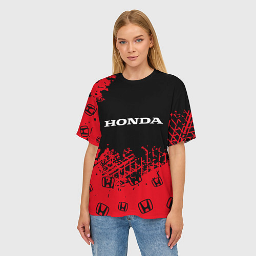 Женская футболка оверсайз HONDA ХОНДА / 3D-принт – фото 3