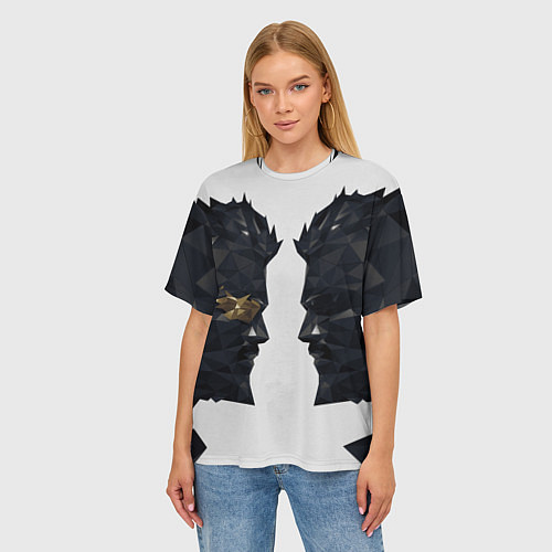 Женская футболка оверсайз Отражение Адама Дженсена Deus Ex / 3D-принт – фото 3