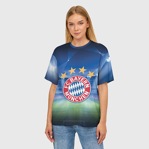 Женская футболка оверсайз Бавария Мюнхен / 3D-принт – фото 3