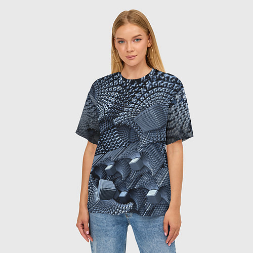 Женская футболка оверсайз Геометрия / 3D-принт – фото 3