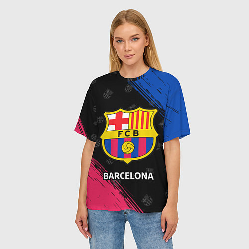 Женская футболка оверсайз BARCELONA БАРСЕЛОНА / 3D-принт – фото 3