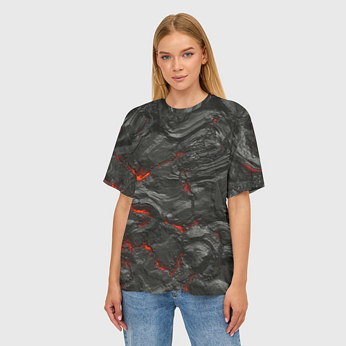 Женская футболка оверсайз Застывшая лава / 3D-принт – фото 3