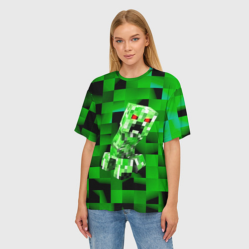 Женская футболка оверсайз Minecraft creeper / 3D-принт – фото 3