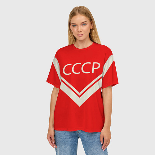 Женская футболка оверсайз СССР хоккейная форма / 3D-принт – фото 3