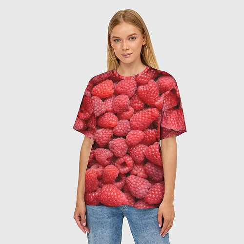 Женская футболка оверсайз Малина / 3D-принт – фото 3