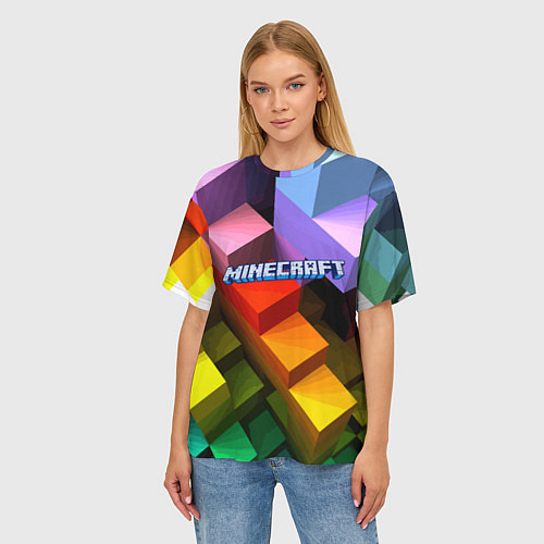 Женская футболка оверсайз Minecraft - pattern / 3D-принт – фото 3