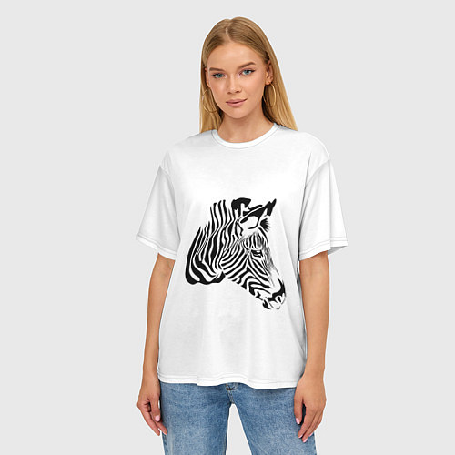 Женская футболка оверсайз Zebra / 3D-принт – фото 3
