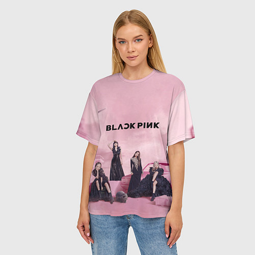 Женская футболка оверсайз BLACKPINK x PUBG / 3D-принт – фото 3
