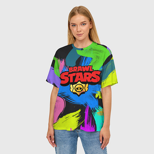 Женская футболка оверсайз Brawl Stars Brush / 3D-принт – фото 3
