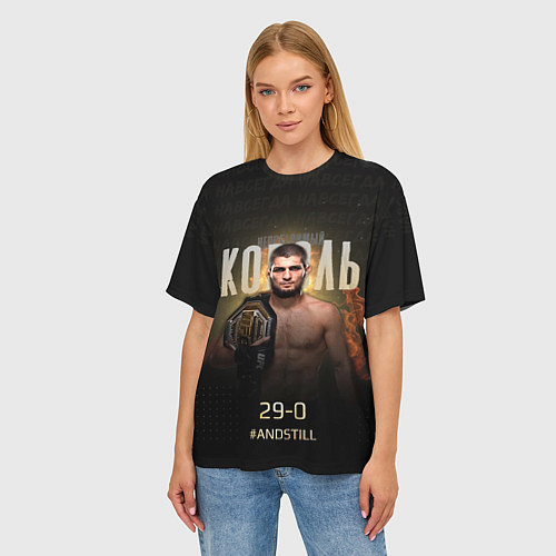 Женская футболка оверсайз Хабиб Нурмагомедов - Король v2 / 3D-принт – фото 3