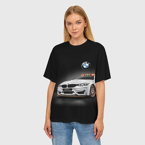 Женская футболка оверсайз Safety car / 3D-принт – фото 3