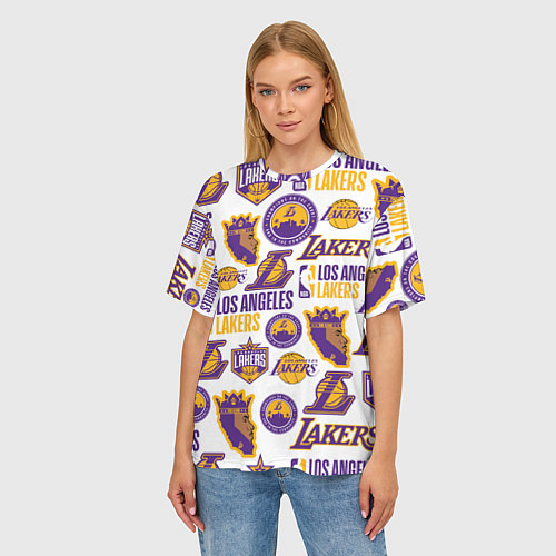 Женская футболка оверсайз LAKERS LOGO / 3D-принт – фото 3