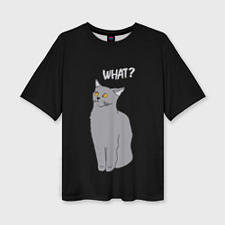 Женская футболка оверсайз What cat