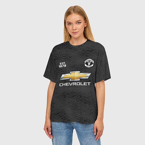 Женская футболка оверсайз MANCHESTER UNITED 2021 - AWAY / 3D-принт – фото 3