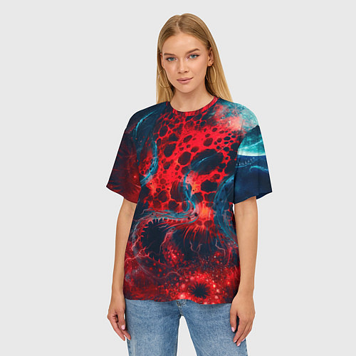 Женская футболка оверсайз Гигантский космический монстр / 3D-принт – фото 3