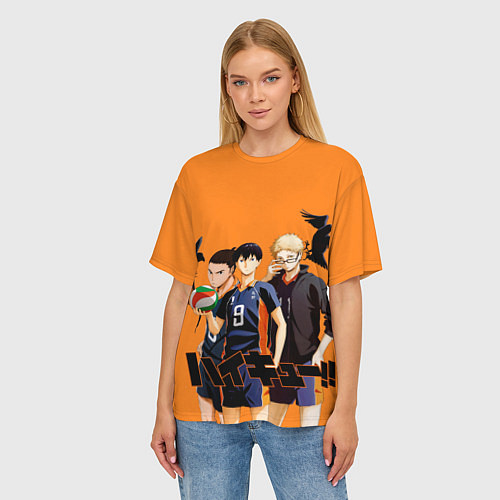 Женская футболка оверсайз Haikyu Team / 3D-принт – фото 3