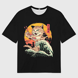 Футболка оверсайз женская Японский кот, цвет: 3D-принт