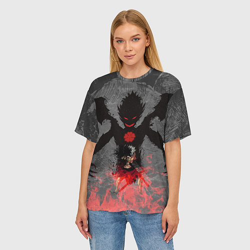 Женская футболка оверсайз Черный клевер / 3D-принт – фото 3