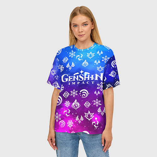 Женская футболка оверсайз GENSHIN IMPACT / 3D-принт – фото 3
