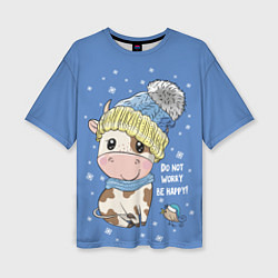 Футболка оверсайз женская Do not worry be happy!, цвет: 3D-принт