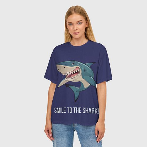 Женская футболка оверсайз Улыбнись акуле / 3D-принт – фото 3